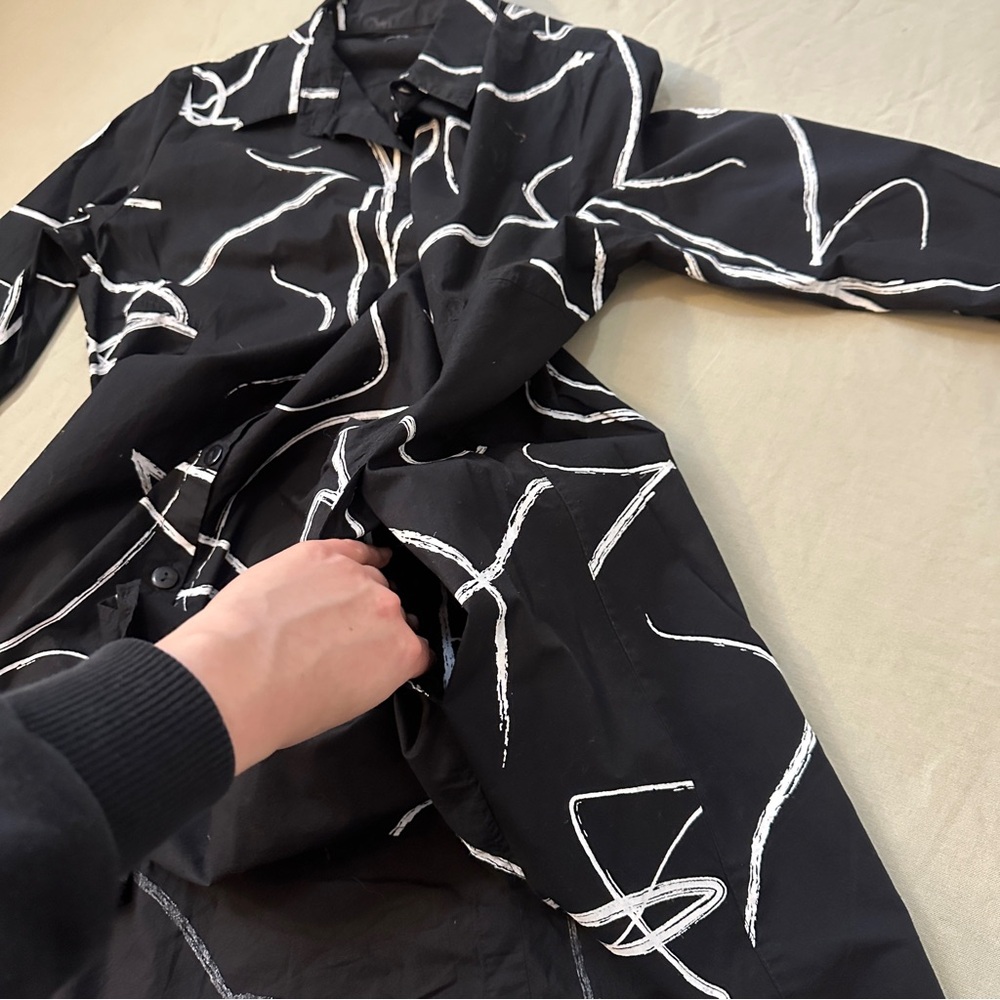 Boutique Cotton Made in India Black and White Women's Mini Dress With Pockets - Picture 7 of 11